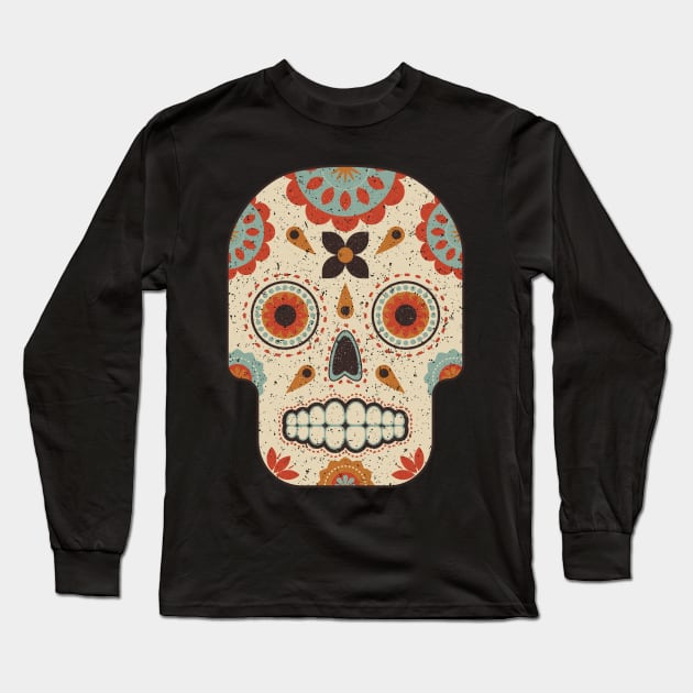 Dia De Los Muertos Day of the Dead Vintage Sugar Skull Long Sleeve T-Shirt by lucidghost